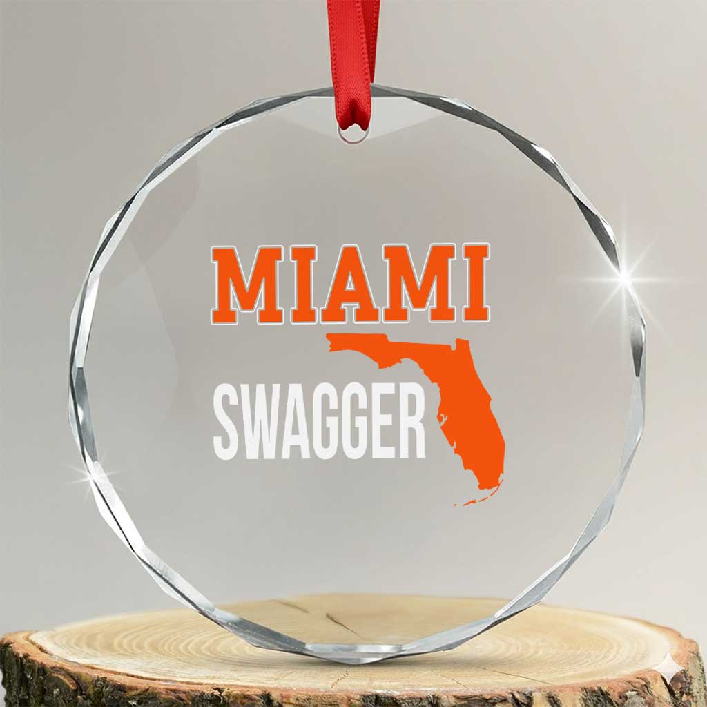 Miami Swagger Pride Crystal Glass Ornament Florida State Map Local Love