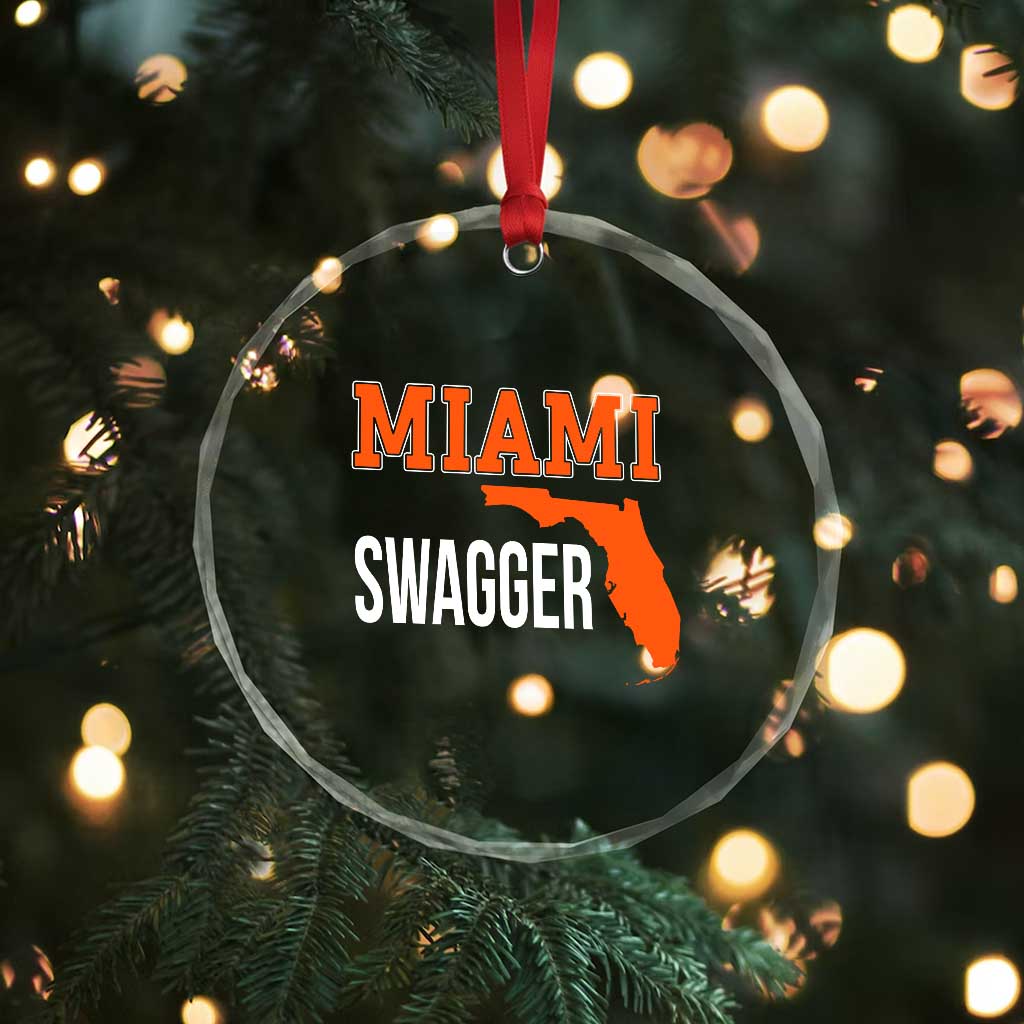Miami Swagger Pride Crystal Glass Ornament Florida State Map Local Love
