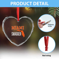 Miami Swagger Pride Heart Crystal Glass Ornament Florida State Map Local Love