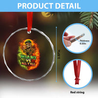 Miami vs All You All 305 Skeleton Flame Graphic Crystal Glass Ornament Tropical City Pride Florida Love