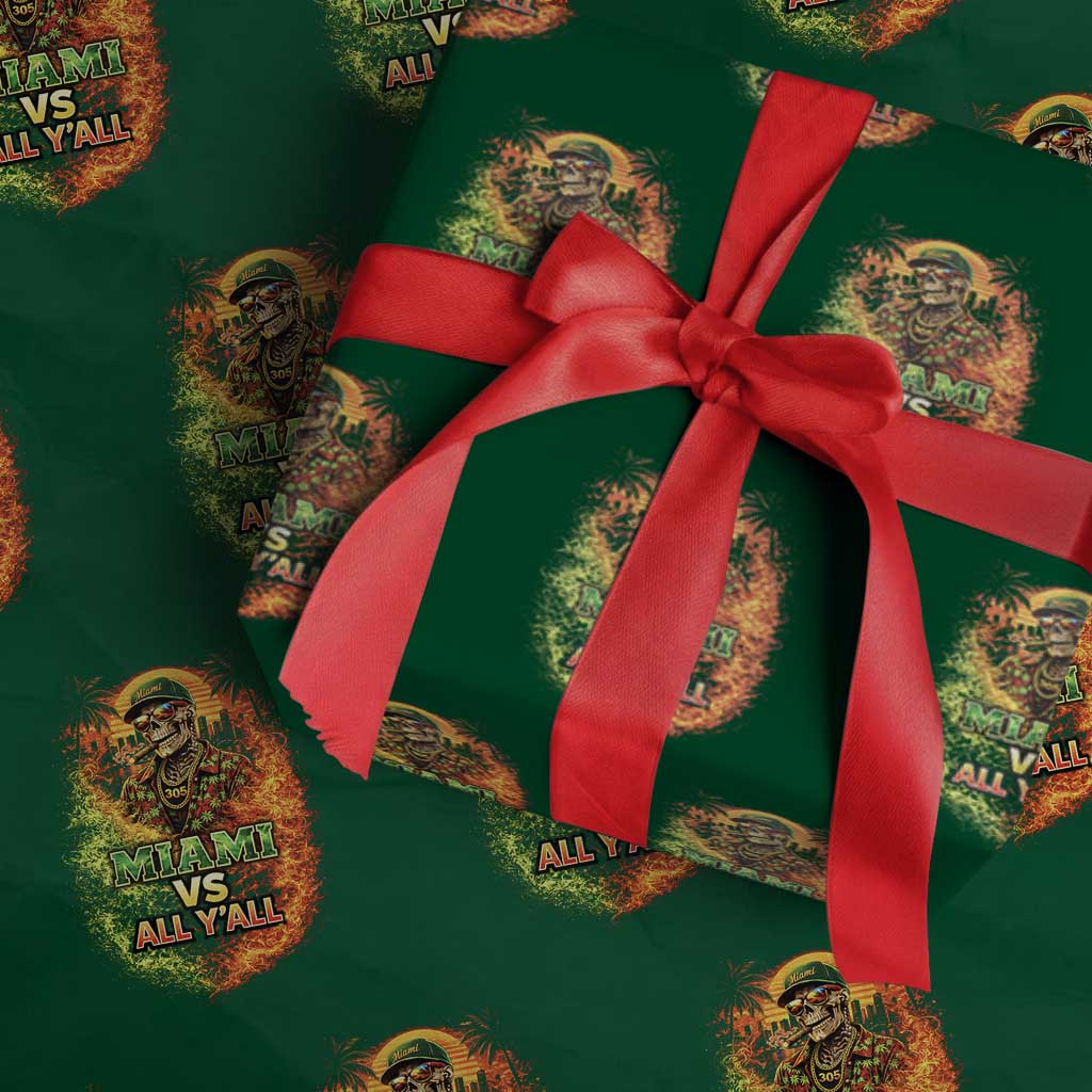 Miami vs All You All 305 Skeleton Flame Graphic Wrapping Paper Roll Tropical City Pride Florida Love