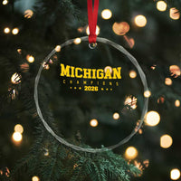 Michigan 2026 Basketball Victory Crystal Glass Ornament Champions Pride Fan Gift