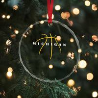 Michigan Fan Basketball Grooves Graphic MI State Crystal Glass Ornament