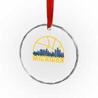 Michigan Fan Basketball Grooves Skyline MI State Crystal Glass Ornament