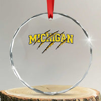 Michigan Fan Crystal Glass Ornament MI State Sports Game Day Scratch Mark