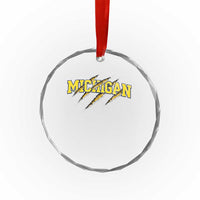 Michigan Fan Crystal Glass Ornament MI State Sports Game Day Scratch Mark