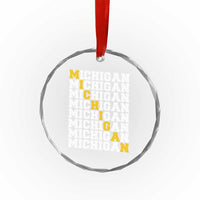 Michigan Fan Crystal Glass Ornament Yellow Bold Athletic Sport State Letters Game Day