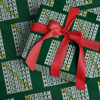 Michigan Fan Wrapping Paper Roll Yellow Bold Athletic Sport State Letters Game Day