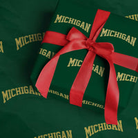 Michigan Fan Wrapping Paper Roll Yellow Bold Sport State Letters Game Day