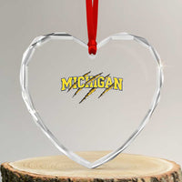 Michigan Fan Heart Crystal Glass Ornament MI State Sports Game Day Scratch Mark