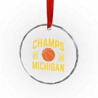 Michigan Hoops Champions Graphic Crystal Glass Ornament 2026 Basketball Victory Pride
