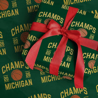 Michigan Hoops Champions Graphic Wrapping Paper Roll 2026 Basketball Victory Pride