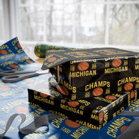 Michigan Hoops Champions Graphic Wrapping Paper Roll 2026 Basketball Victory Pride