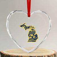 Michigan Lover State Map Pride Souvenir Gift Heart Crystal Glass Ornament