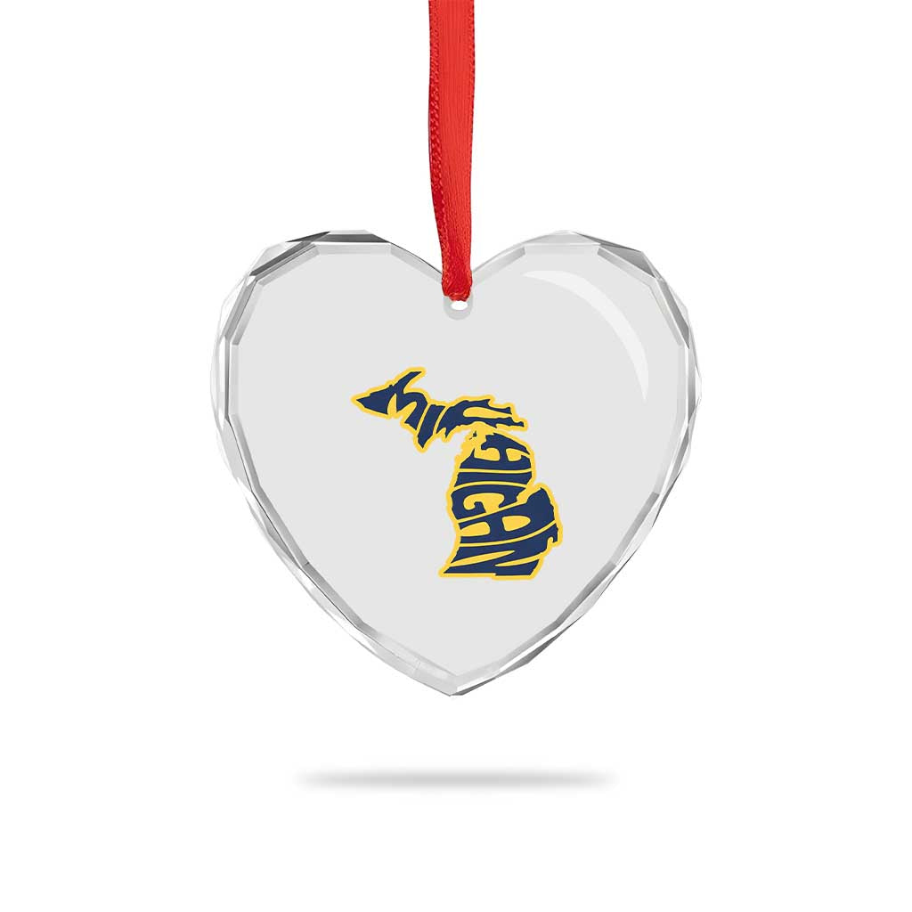Michigan Lover State Map Pride Souvenir Gift Heart Crystal Glass Ornament