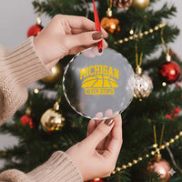Michigan Never Stops Crystal Glass Ornament Great Lakes State Basketball Pride Gift