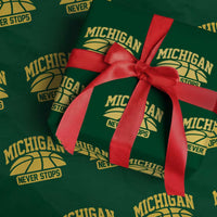 Michigan Never Stops Wrapping Paper Roll Great Lakes State Basketball Pride Gift