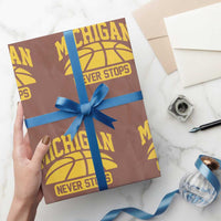 Michigan Never Stops Wrapping Paper Roll Great Lakes State Basketball Pride Gift
