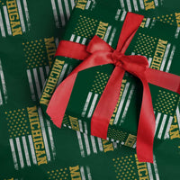 Michigan Pride Wrapping Paper Roll Vintage American Flag Distressed Varsity Aesthetic Letters MI State