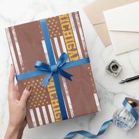 Michigan Pride Wrapping Paper Roll Vintage American Flag Distressed Varsity Aesthetic Letters MI State