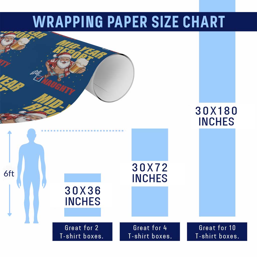 Mid-Year Report Still Naughty Wrapping Paper Roll Funny Santa Christmas In July