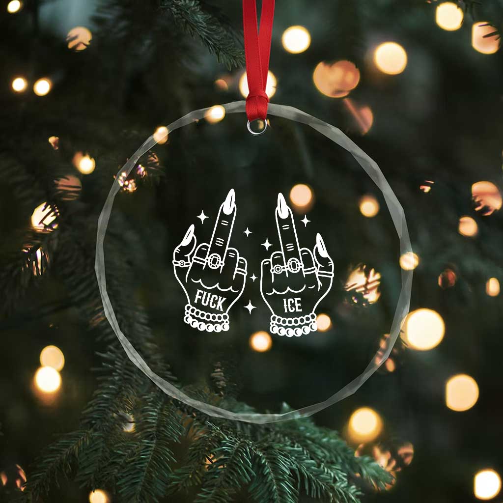 Middle Finger F Ice Crystal Glass Ornament Against Ice Violence Outspoken Resistance