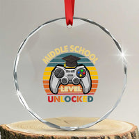Middle School Level Unlocked Crystal Glass Ornament Funny Gamer First Day of Middle School