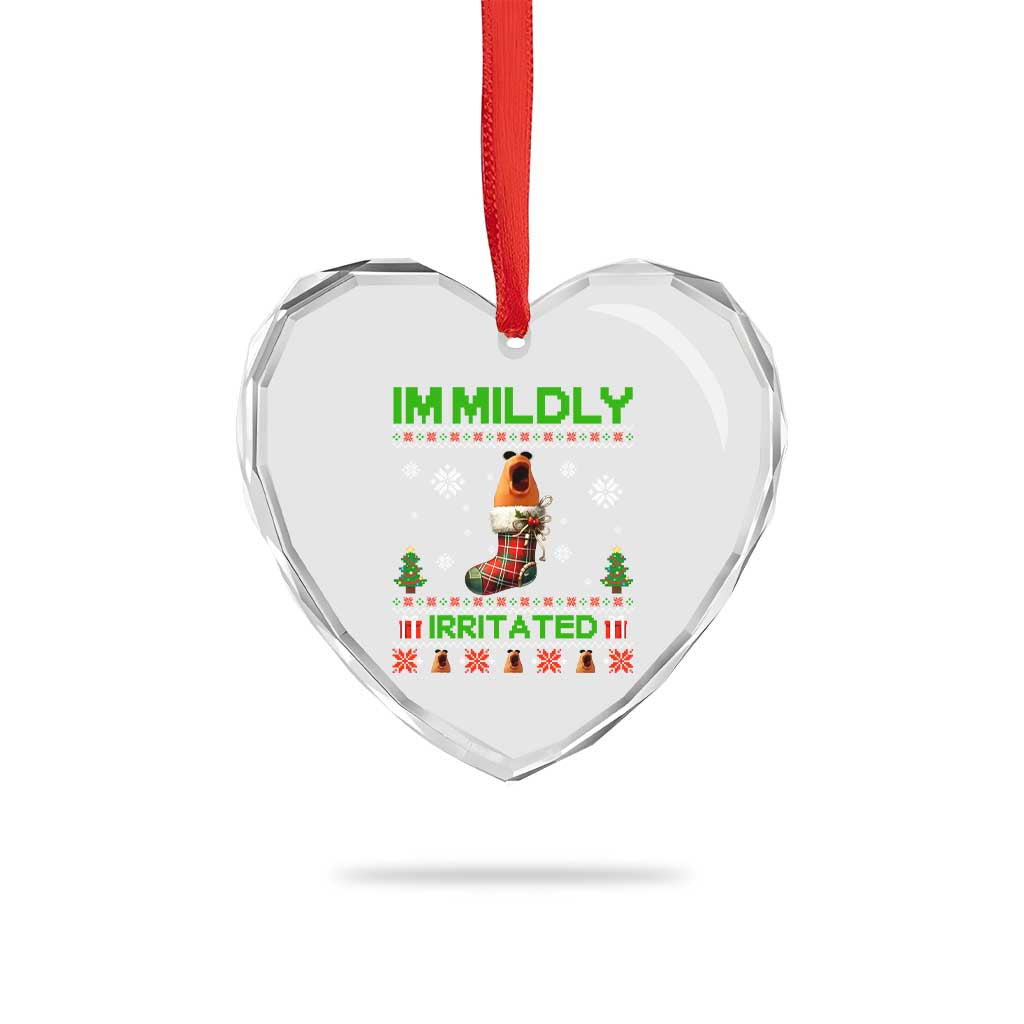 Mildly Irritated Marcus the Worm Meme Heart Crystal Glass Ornament Funny Christmas Stocking Weirdcore - Wonder Print Shop