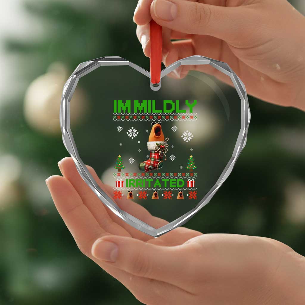 Mildly Irritated Marcus the Worm Meme Heart Crystal Glass Ornament Funny Christmas Stocking Weirdcore - Wonder Print Shop