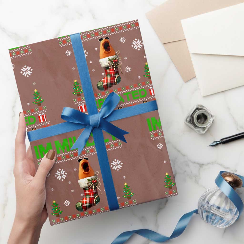 Mildly Irritated Marcus the Worm Meme Wrapping Paper Roll Funny Christmas Stocking Weirdcore - Wonder Print Shop