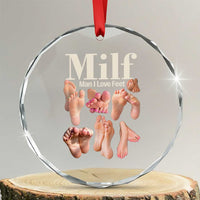 MILF Man I Love Feet Crystal Glass Ornament Funny Sexy Inappropriate Saying Quote