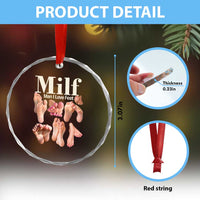MILF Man I Love Feet Crystal Glass Ornament Funny Sexy Inappropriate Saying Quote