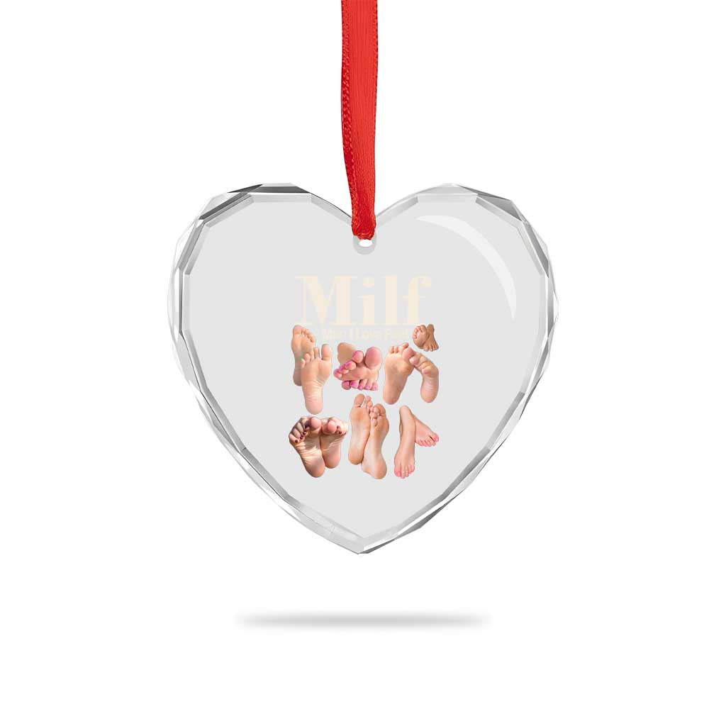 MILF Man I Love Feet Heart Crystal Glass Ornament Funny Sexy Inappropriate Saying Quote