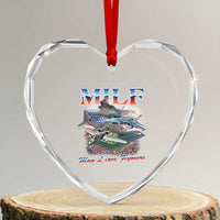 MILF Man I Love Flyovers Meme Heart Crystal Glass Ornament for Aviation Buffs Patriotic Meme Lords - Wonder Print Shop