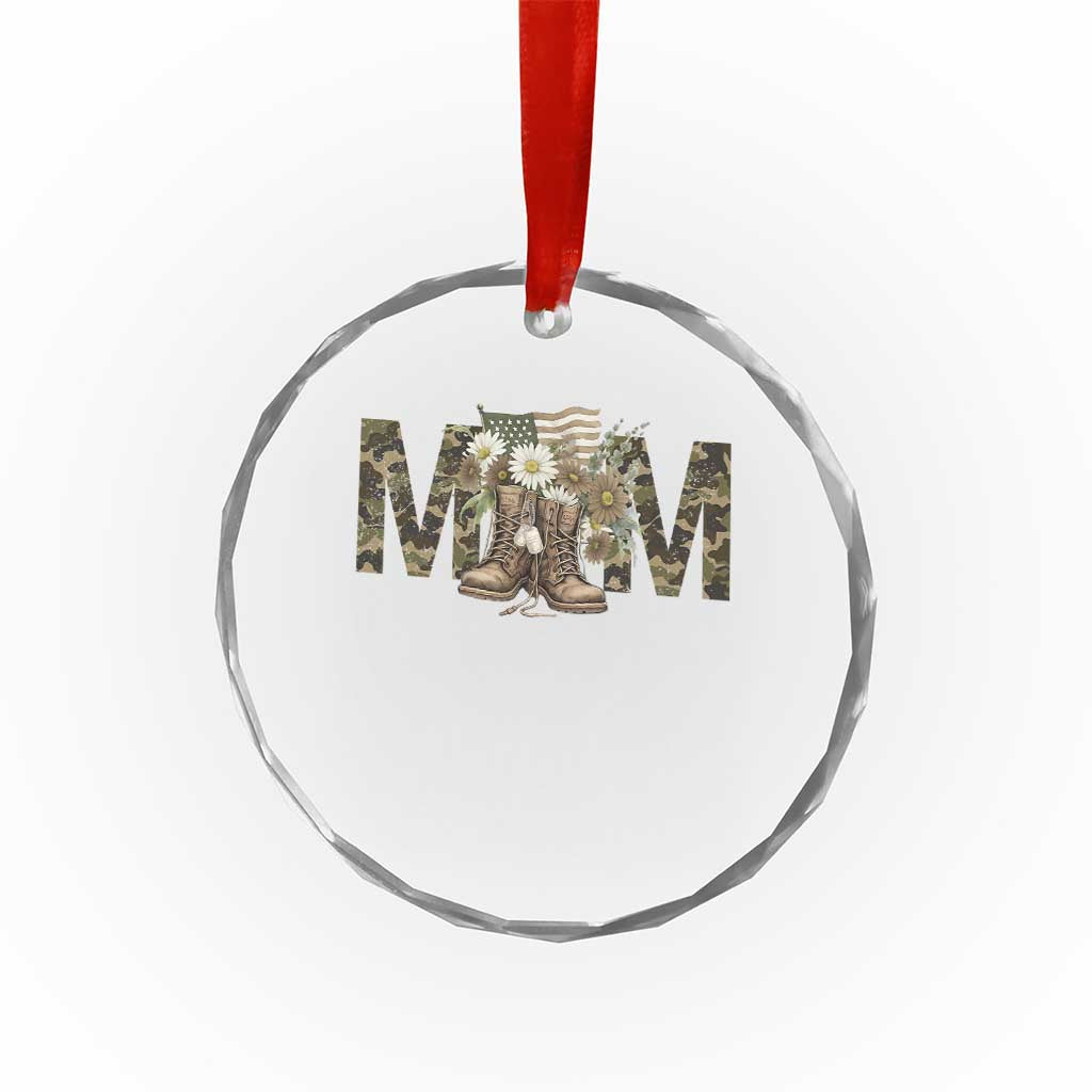 Military Army Mom Floral Combat Shoes Crystal Glass Ornament - Wonder Print Shop