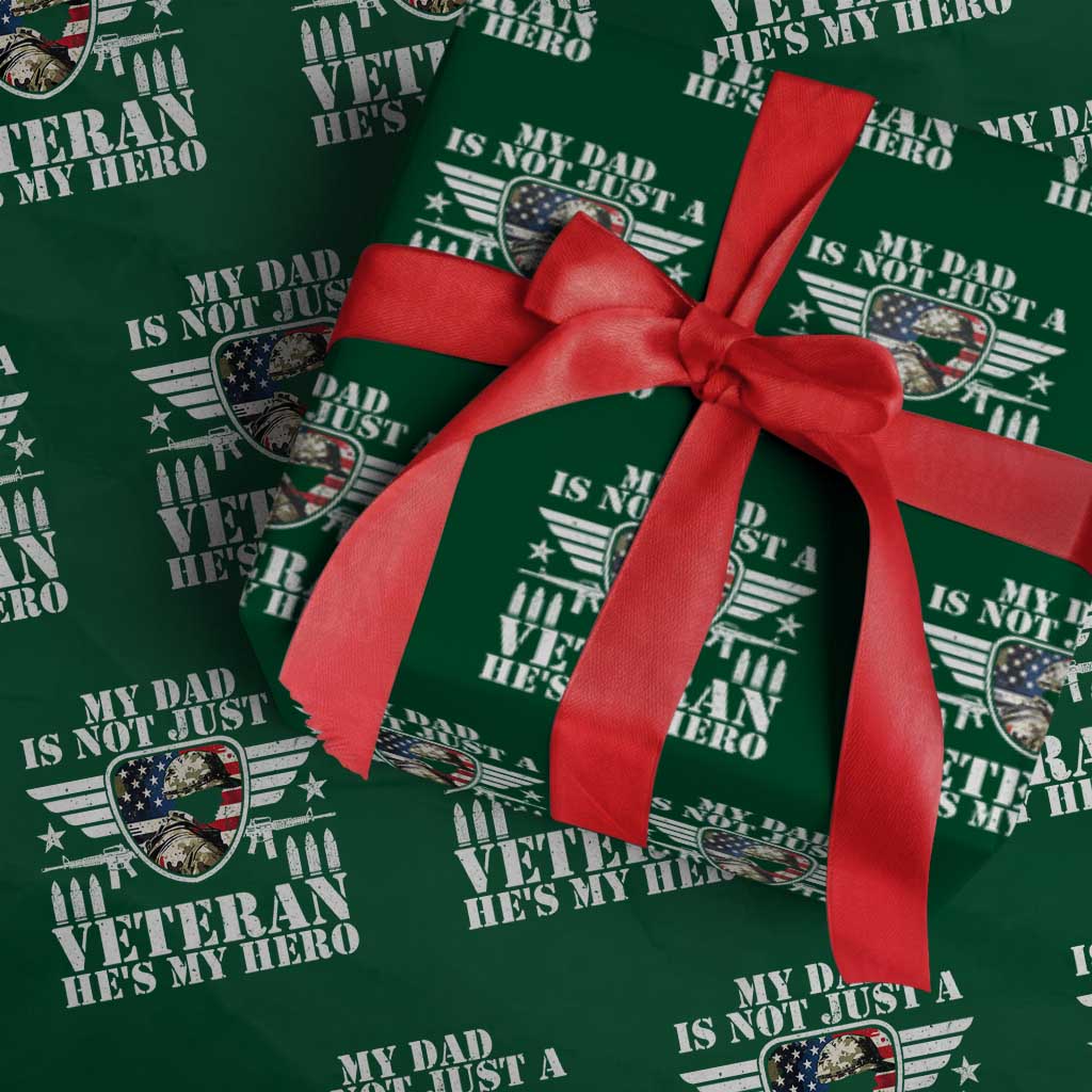 Military Family Veteran Support Wrapping Paper Roll My Papa US Veteran My Hero