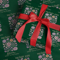 Military Kids Bloom Where They are Planted Wrapping Paper Roll Purple Up Month of the Military Child Floral Empowerment