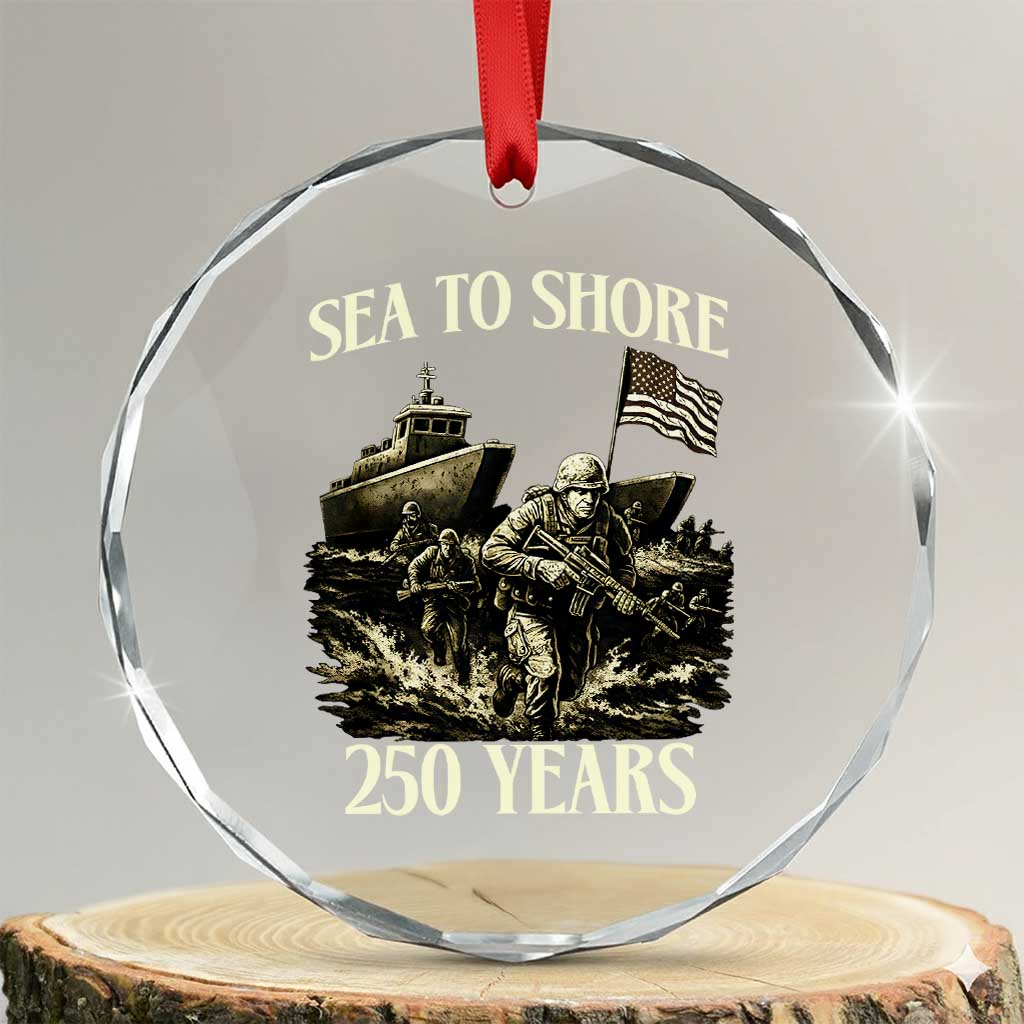 Military Navy 250th Anniversary Crystal Glass Ornament Sea To Shore 250 Years - Wonder Print Shop