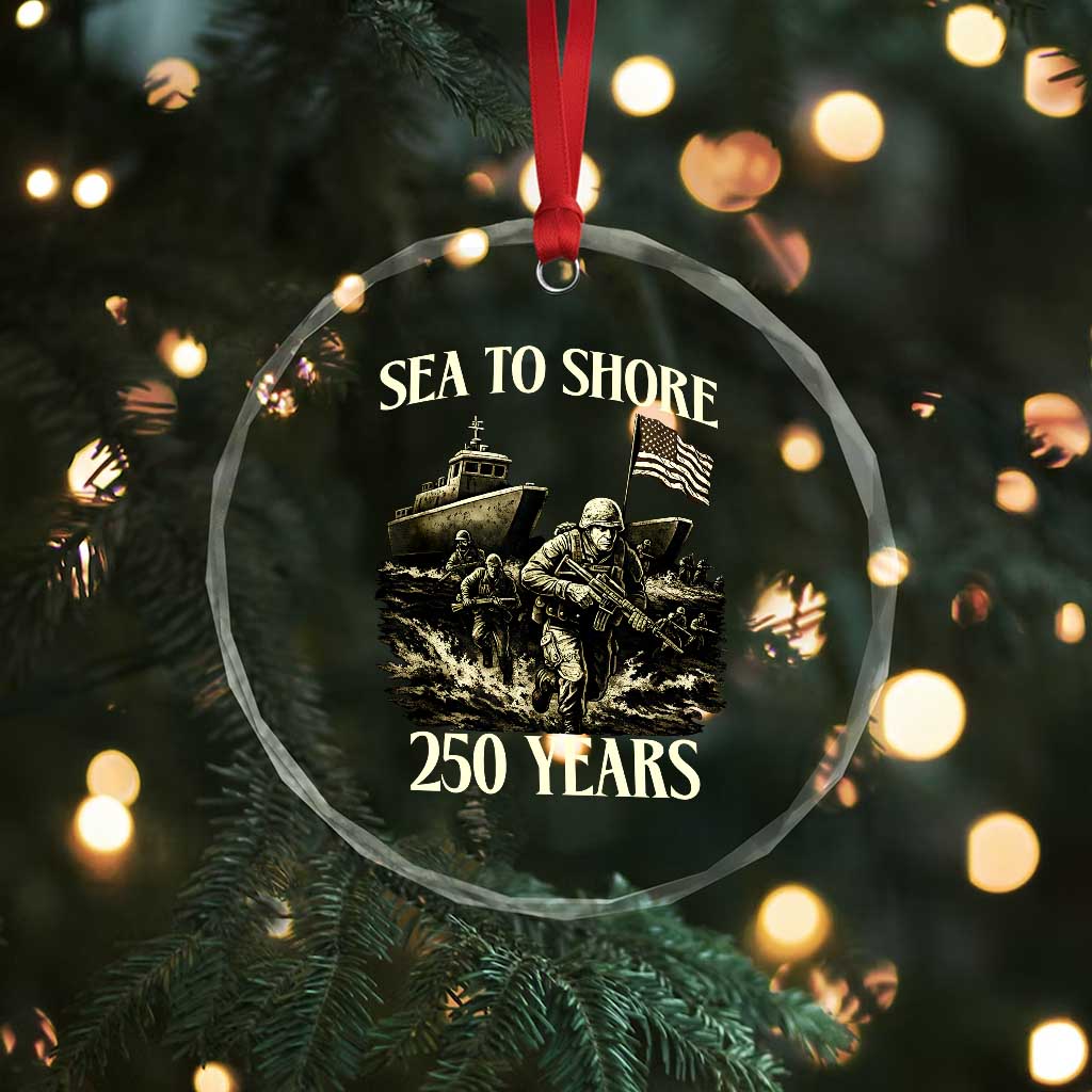 Military Navy 250th Anniversary Crystal Glass Ornament Sea To Shore 250 Years - Wonder Print Shop