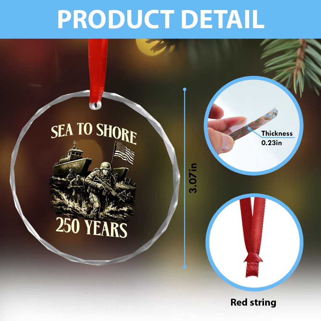 Military Navy 250th Anniversary Crystal Glass Ornament Sea To Shore 250 Years - Wonder Print Shop