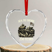 Military Navy 250th Anniversary Heart Crystal Glass Ornament Sea To Shore 250 Years - Wonder Print Shop