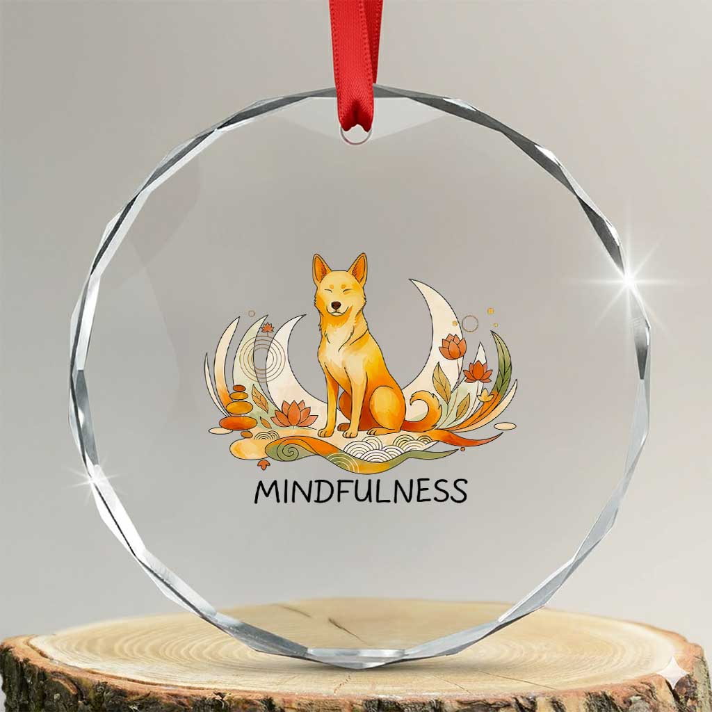 Mindful Aloka the Dog Mindfulness Crystal Glass Ornament Zen Lotus Spiritual Calm