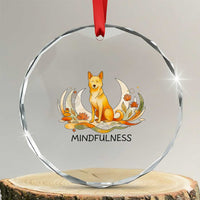 Mindful Aloka the Dog Mindfulness Crystal Glass Ornament Zen Lotus Spiritual Calm
