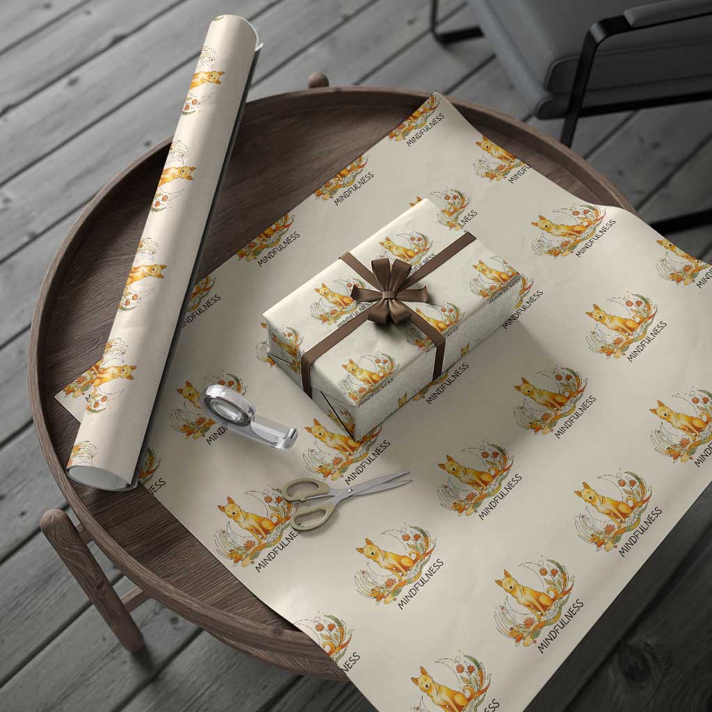 Mindful Aloka the Dog Mindfulness Wrapping Paper Roll Zen Lotus Spiritual Calm