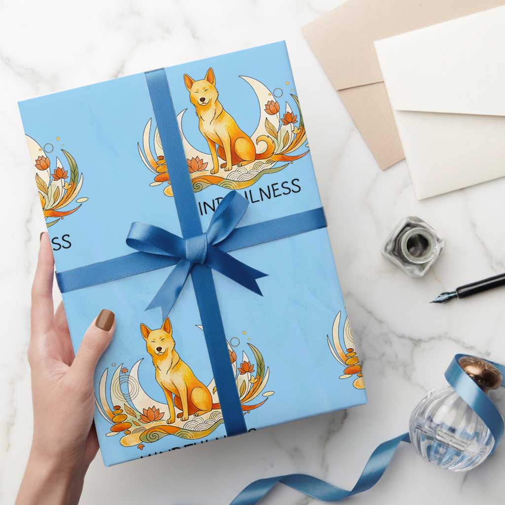 Mindful Aloka the Dog Mindfulness Wrapping Paper Roll Zen Lotus Spiritual Calm