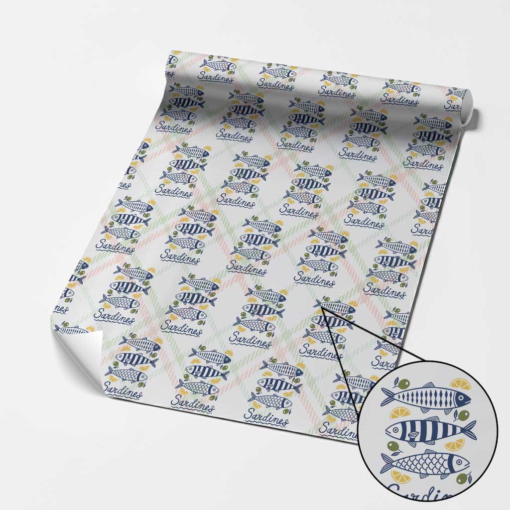 Minimal Sardines Fishermen Aesthetic Retro Wrapping Paper Roll