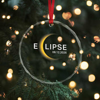Minimalist 2026 Total Solar Eclipse Crystal Glass Ornament August 12 Totality Astronomy Souvenir