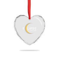 Minimalist 2026 Total Solar Eclipse Heart Crystal Glass Ornament August 12 Totality Astronomy Souvenir