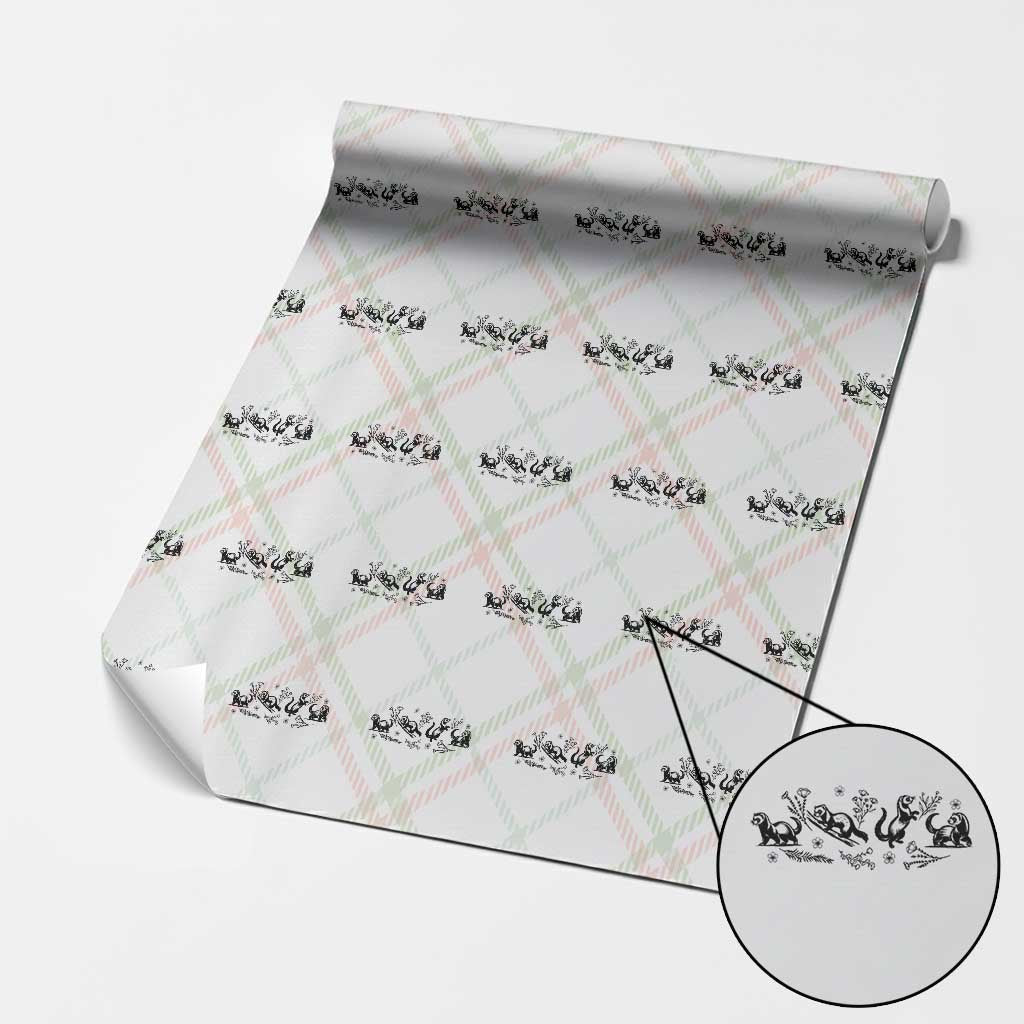 Minimalist Ferret Floral Graphic Wrapping Paper Roll Exotic Pet Owner Gift