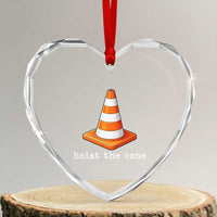 Minimalist Hoist The Cone Typography Heart Crystal Glass Ornament Funny Baseball Fan Pride Celebration IYKYK Meme